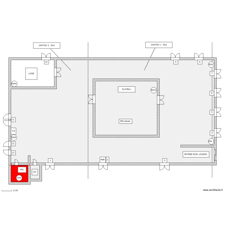 SALLE CARTONNERIE . Plan de 