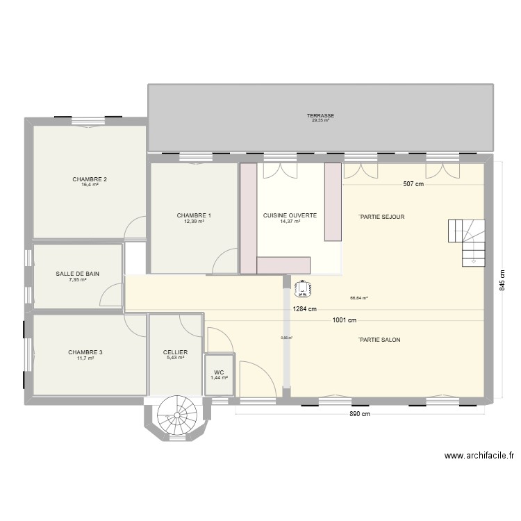 LA BARBIE. Plan de 9 pièces et 165 m2