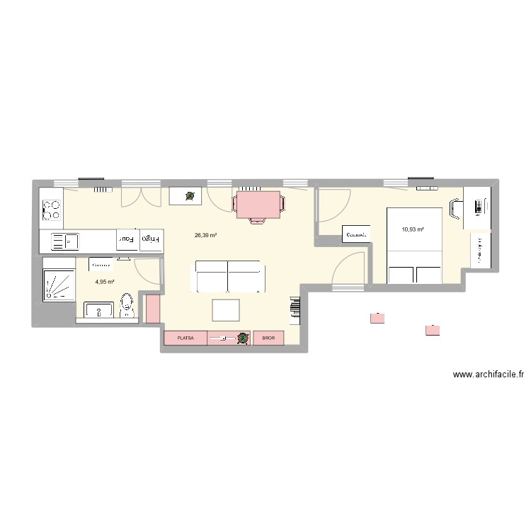 chambre 3. Plan de 6 pièces et 43 m2