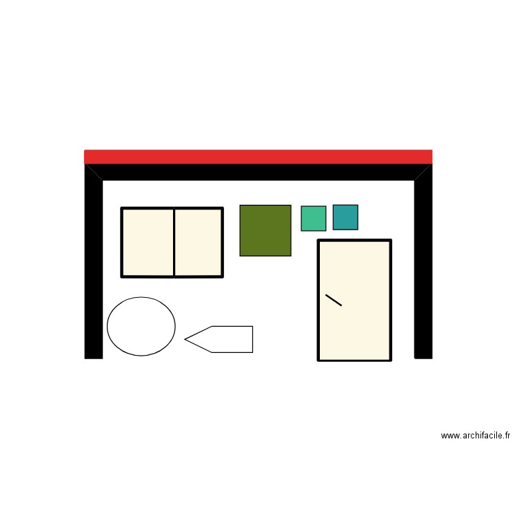 local technique face sud. Plan de 3 pièces et 2 m2