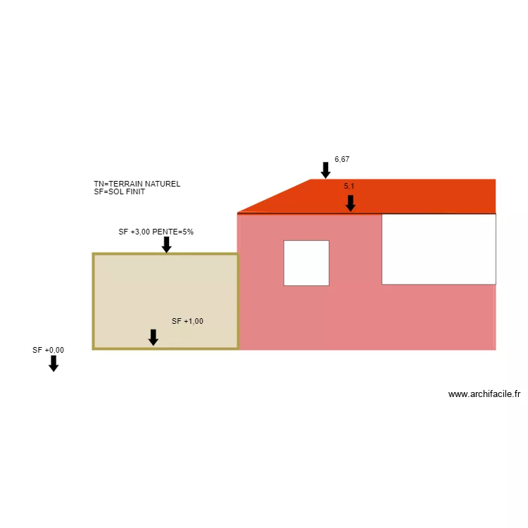 FACADE OUEST. Plan de 