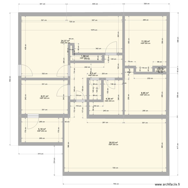 37 Départ. Plan de 11 pièces et 100 m2