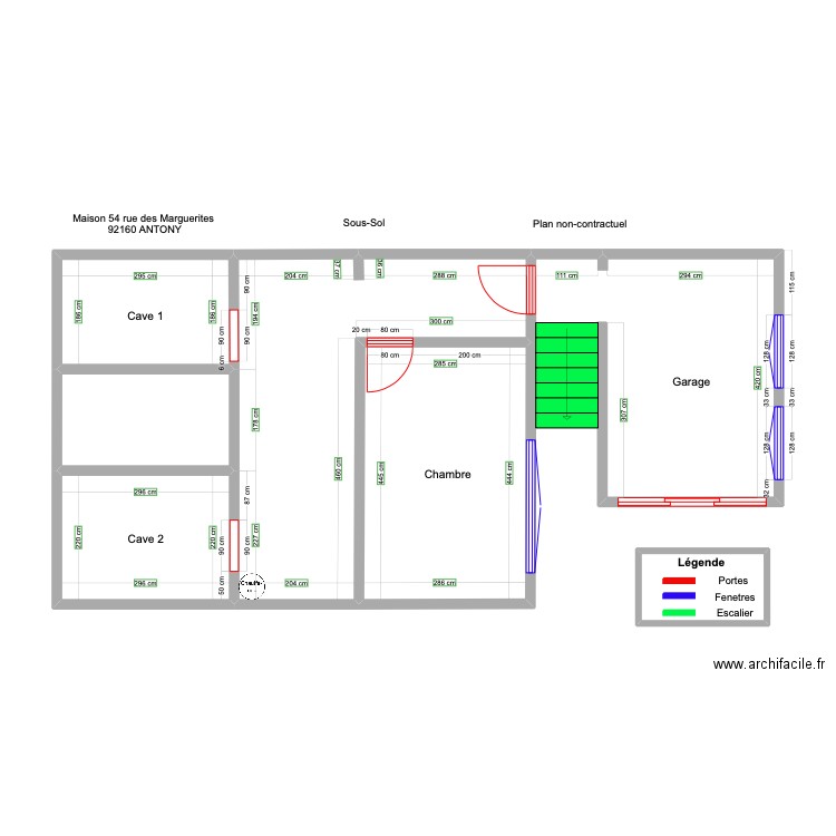 Blino avec mesure garage . Plan de 6 pièces et 49 m2