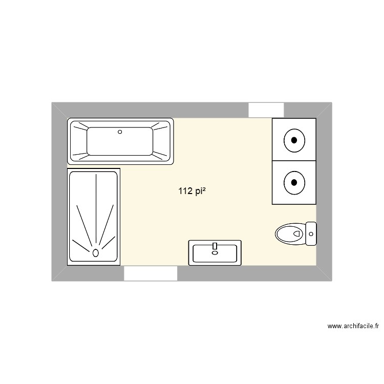 salle bain SS1. Plan de 1 pièce et 10 m2