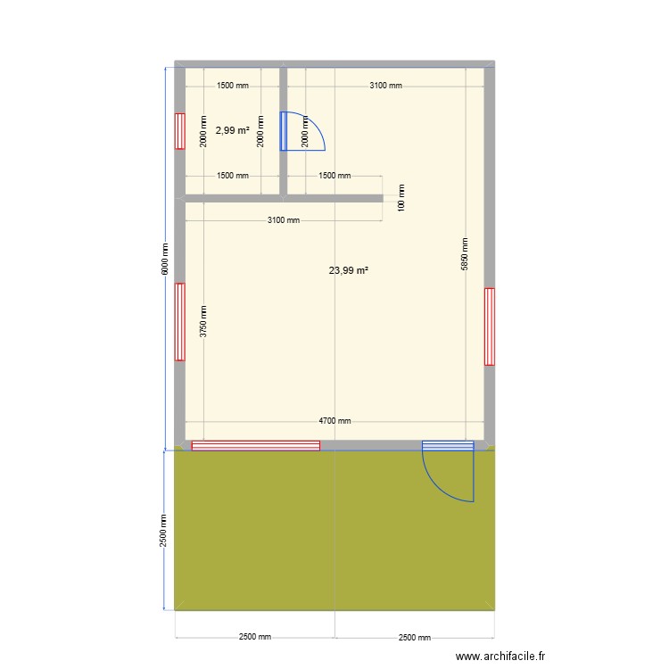 Мага 1 дом. Plan de 6 pièces et 76 m2