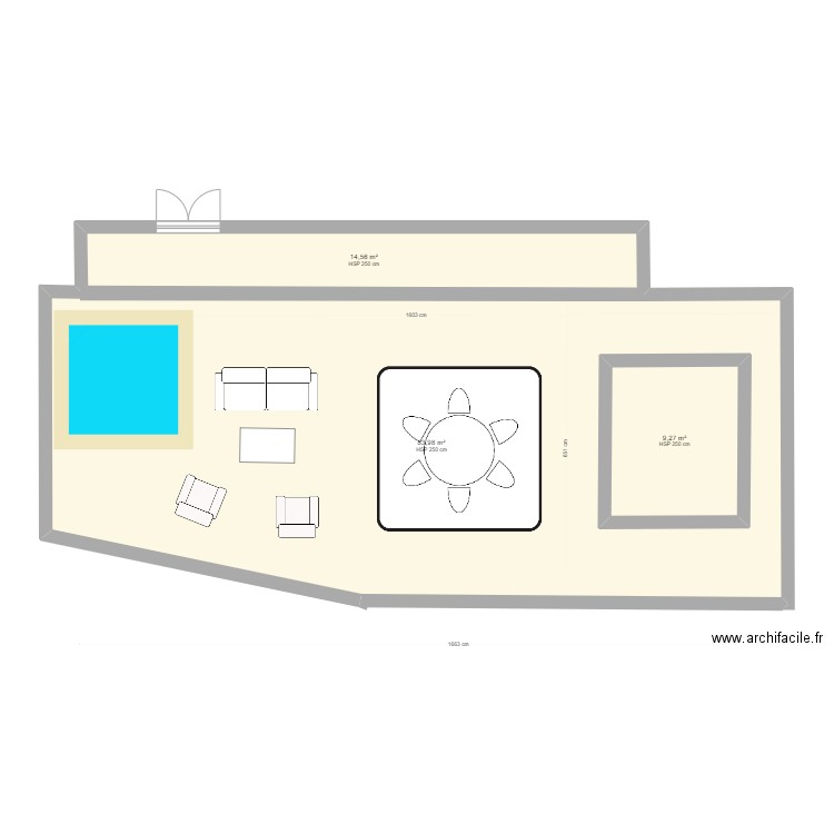 Terrasse 2. Plan de 3 pièces et 120 m2