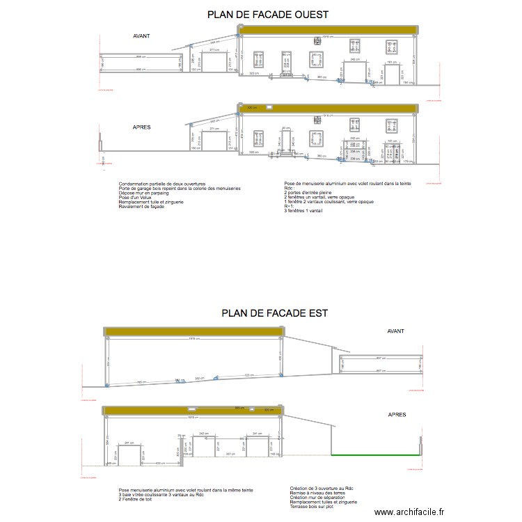 AVANT APRES façade frans sans côte. Plan de 0 pièce et 0 m2