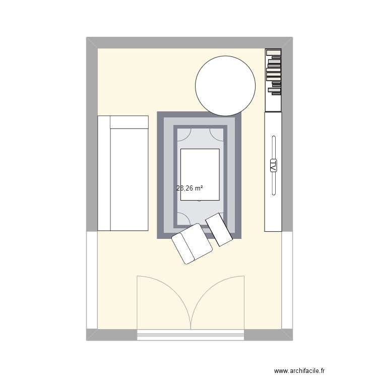 salon st bnb. Plan de 1 pièce et 28 m2