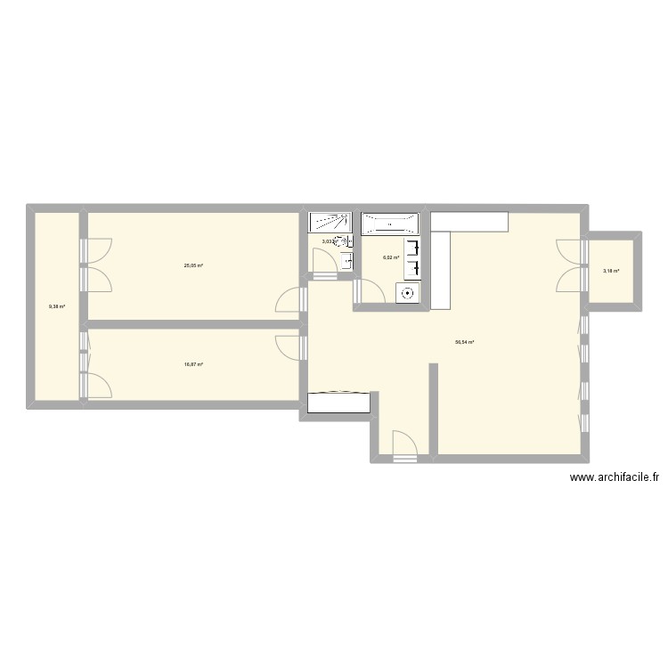 appartement1. Plan de 7 pièces et 120 m2