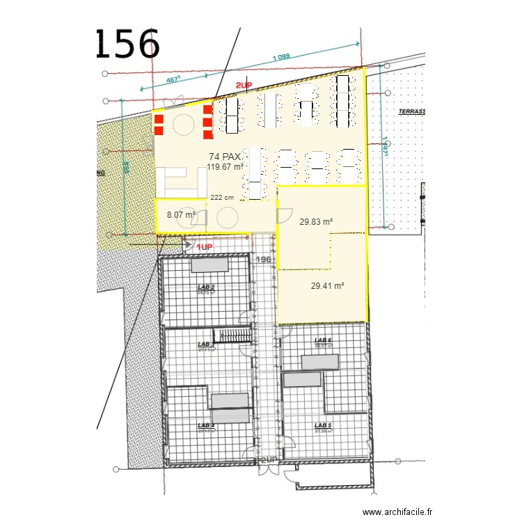 COZINE V3. Plan de 4 pièces et 187 m2