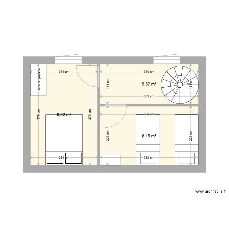 Garage Cabellou Haut V3. Plan de 3 pièces et 23 m2
