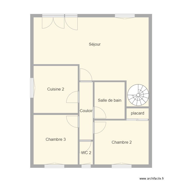 fraux 1er etage. Plan de 8 pièces et 65 m2