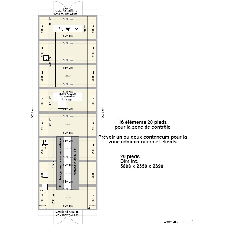 CCT VL avec conteneurs 20 pieds. Plan de 0 pièce et 0 m2