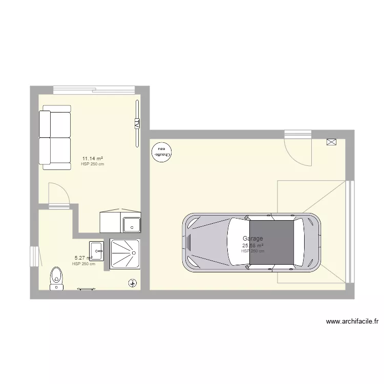 garage studio complet. Plan de 