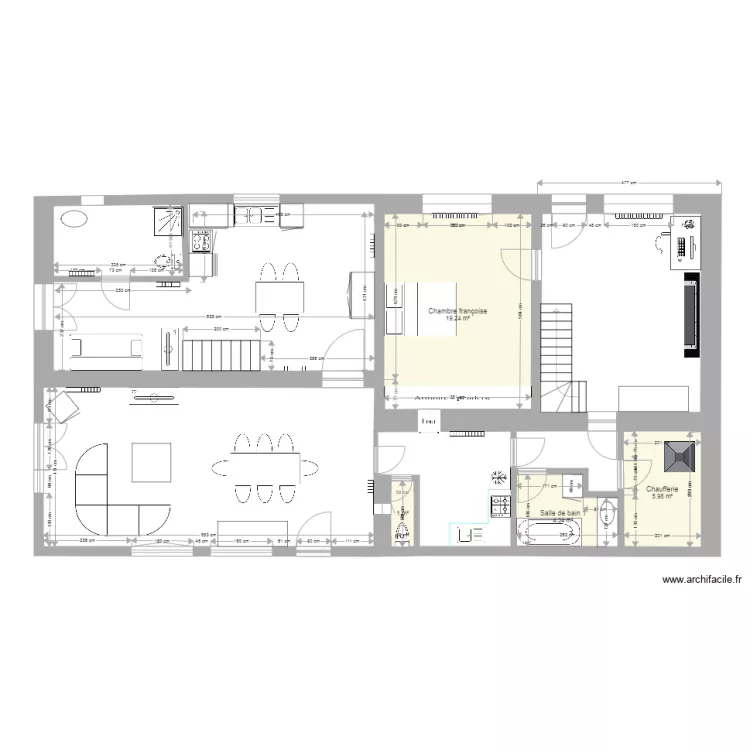 FOUESNANT23 sans SDB fran&ccedil;oise. Plan de 