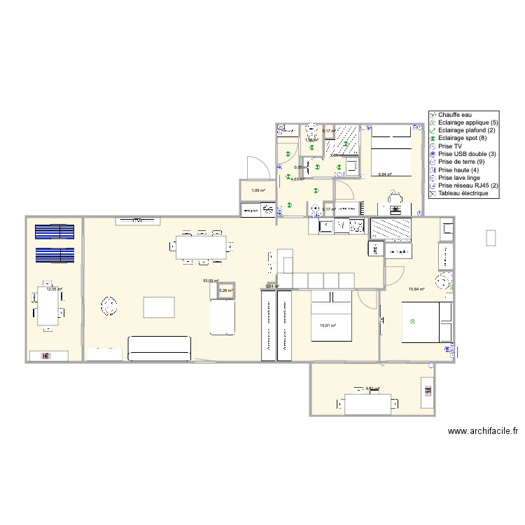 Santa Clara 2 rassemblé en cours. Plan de 15 pièces et 122 m2