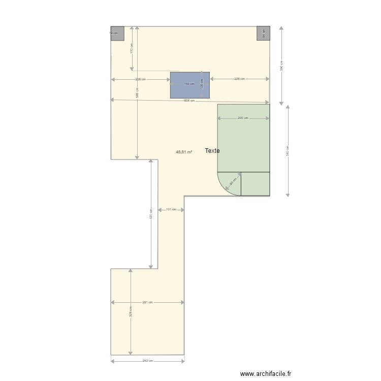 Carrelage bois  2. Plan de 1 pièce et 49 m2