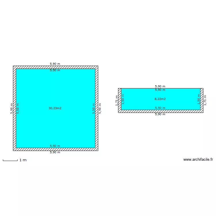 piscine 5.5X5.5 m. Plan de 