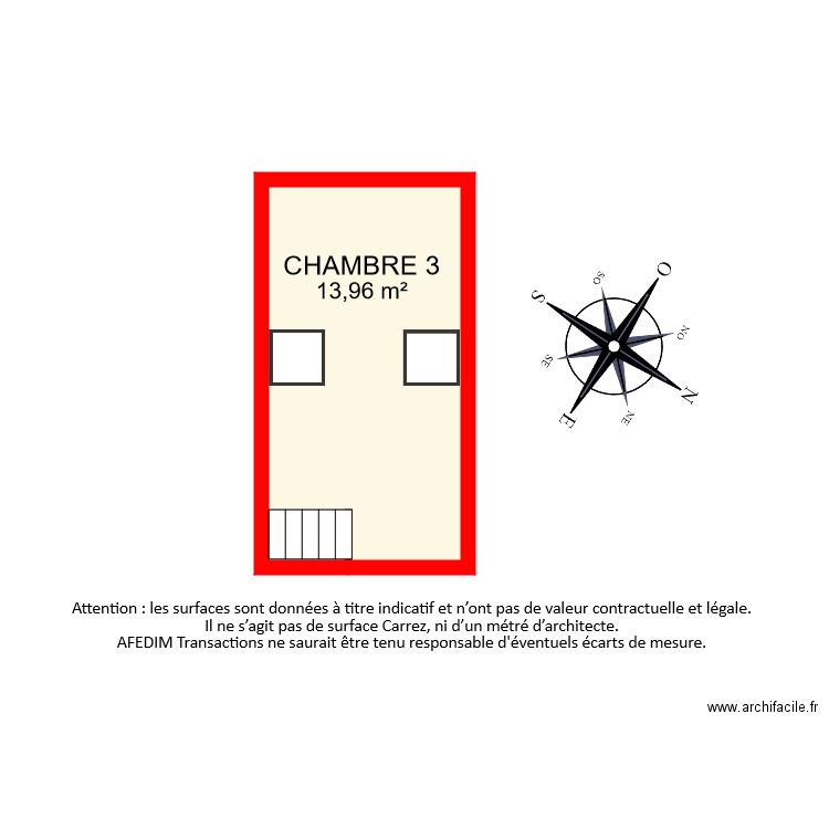 BI8631 CHAMBRE 3. Plan de 1 pièce et 14 m2