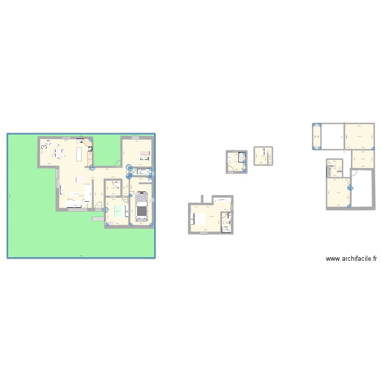plan maison 1. Plan de 14 pièces et 529 m2