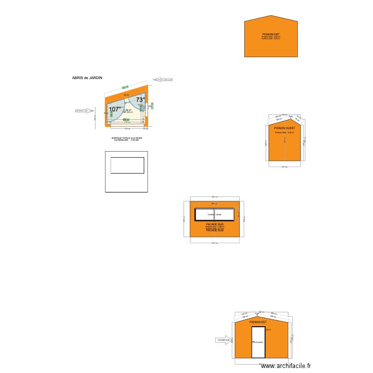 ABRI JARDIN. Plan de 1 pièce et 4 m2