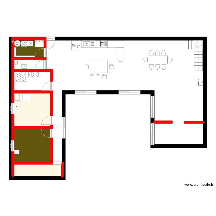 plan rdc maison U. Plan de 0 pièce et 0 m2