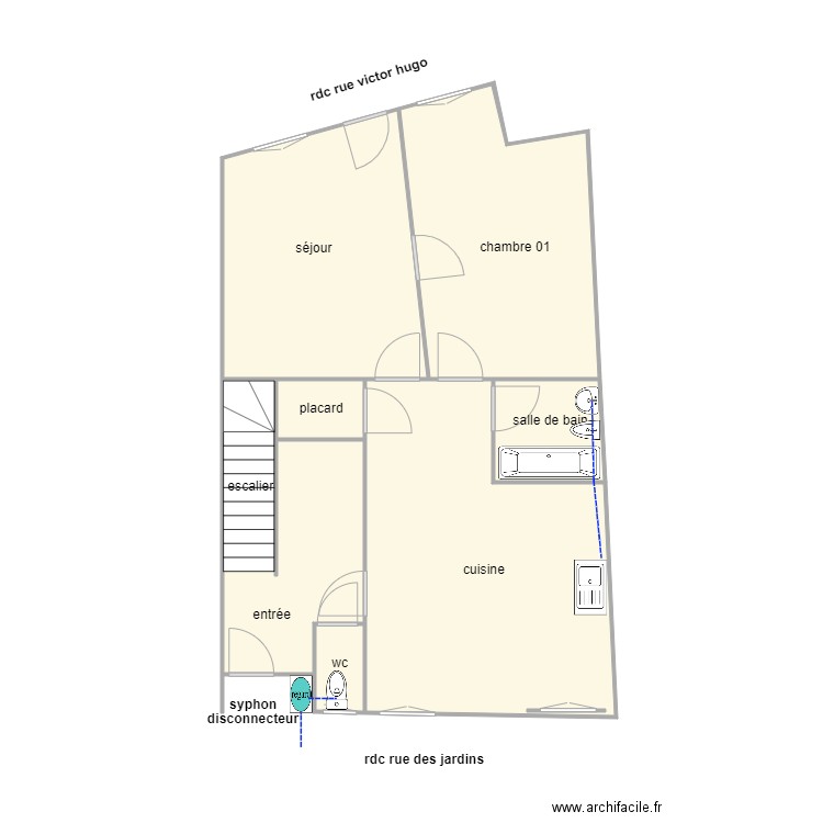 FAGE  rdc ass. Plan de 7 pièces et 68 m2