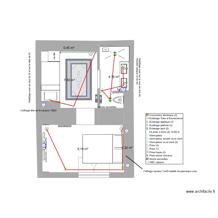 Chambre appartement rdj ter. Plan de 0 pièce et 0 m2