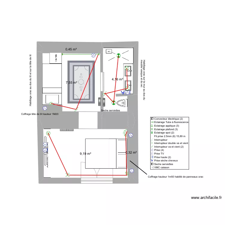 Chambre appartement rdj ter. Plan de 