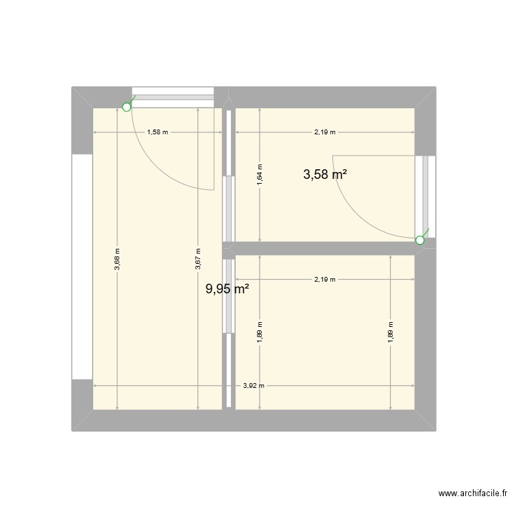 PHARMACIE NOGENT SUR OISE. Plan de 2 pièces et 14 m2