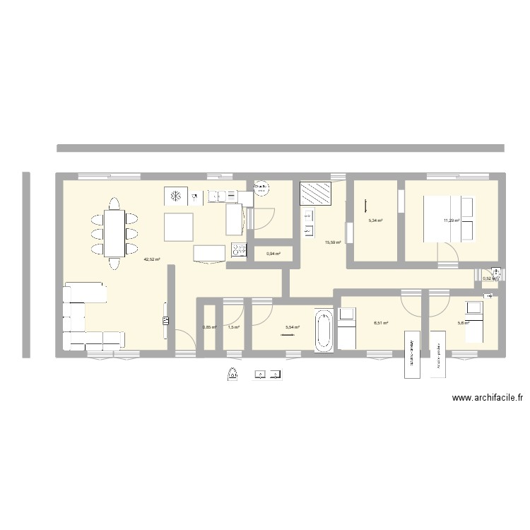 plan 1. Plan de 11 pièces et 96 m2