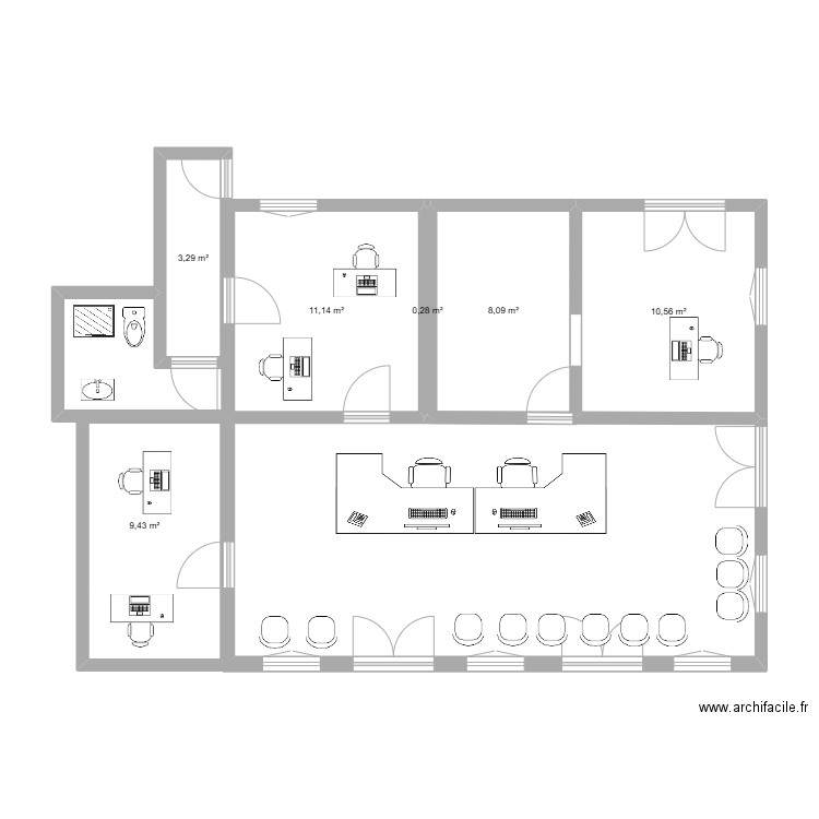 RDC CARBET. Plan de 6 pièces et 43 m2