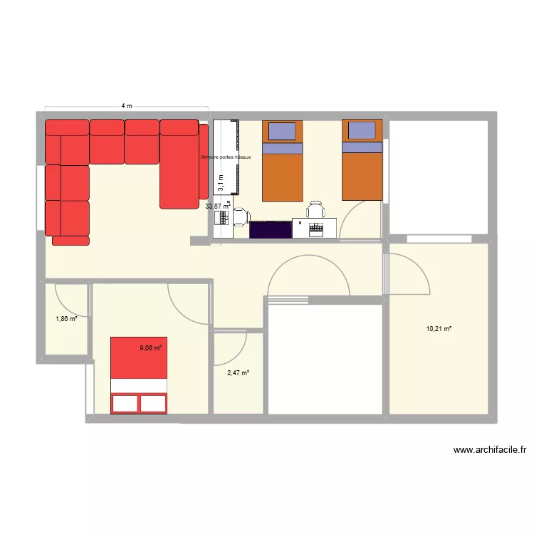 johoig. Plan de 5  et 57 m²