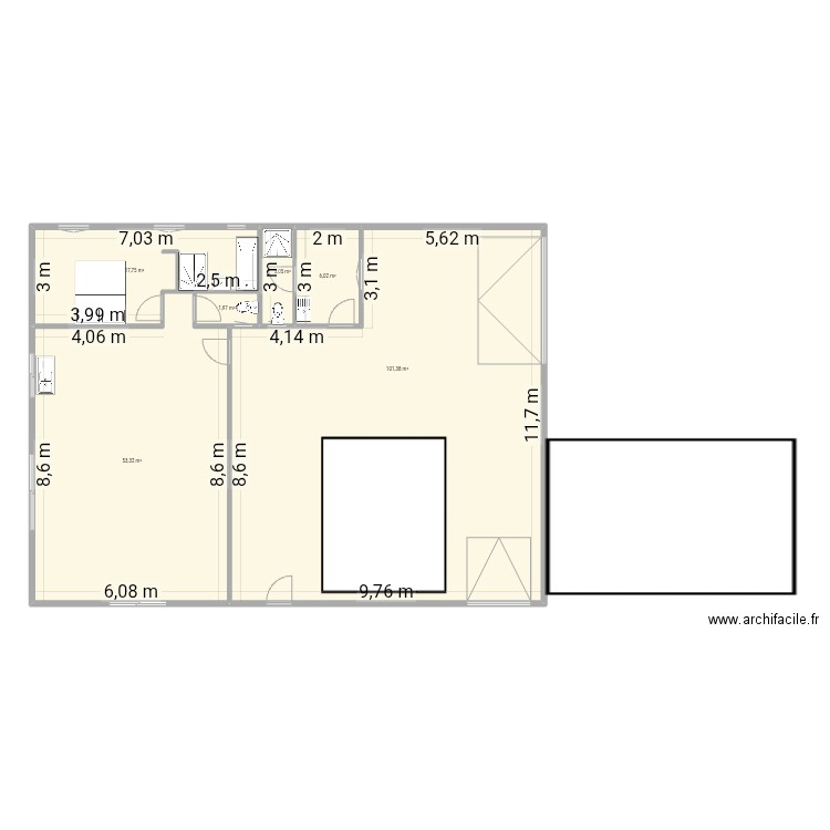 Maison layrac bas. Plan de 6 pièces et 183 m2