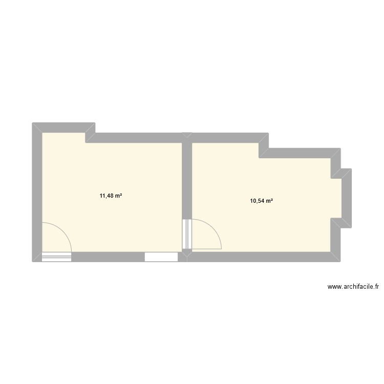 Char. Plan de 2 pièces et 22 m2