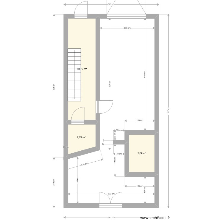 Plan maison bld meuse 28 rdc. Plan de 3 pièces et 17 m2