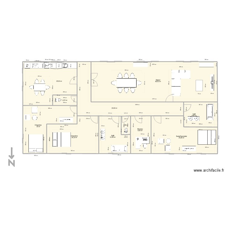 Marylou4. Plan de 11 pièces et 210 m2