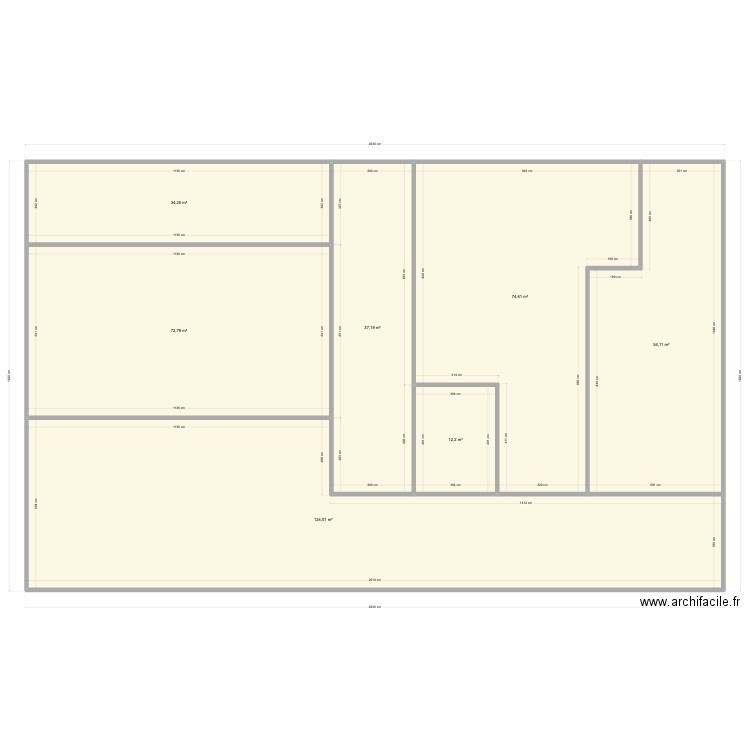 Galinou . Plan de 7 pièces et 409 m2