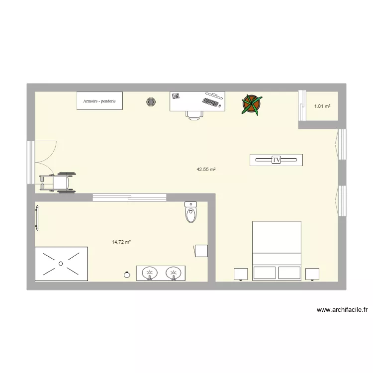 chambre pmr. Plan de 