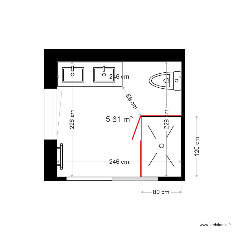 Plan projet 2 SDB appartement DUPLAIX. Plan de 0 pièce et 0 m2