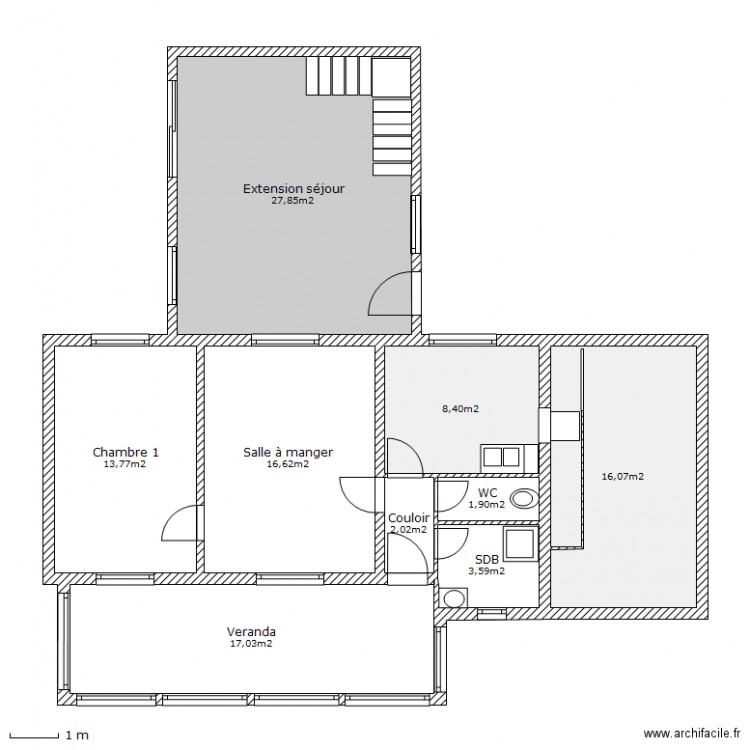 Etage 0 et  extension sejour. Plan de 0 pièce et 0 m2