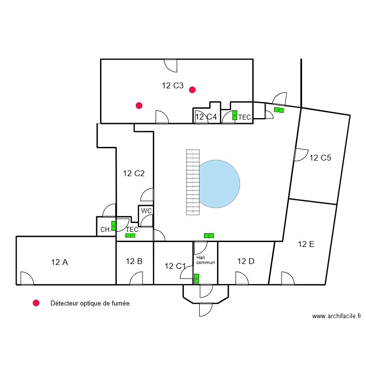 12 C3.. Plan de 14 pièces et 203 m2