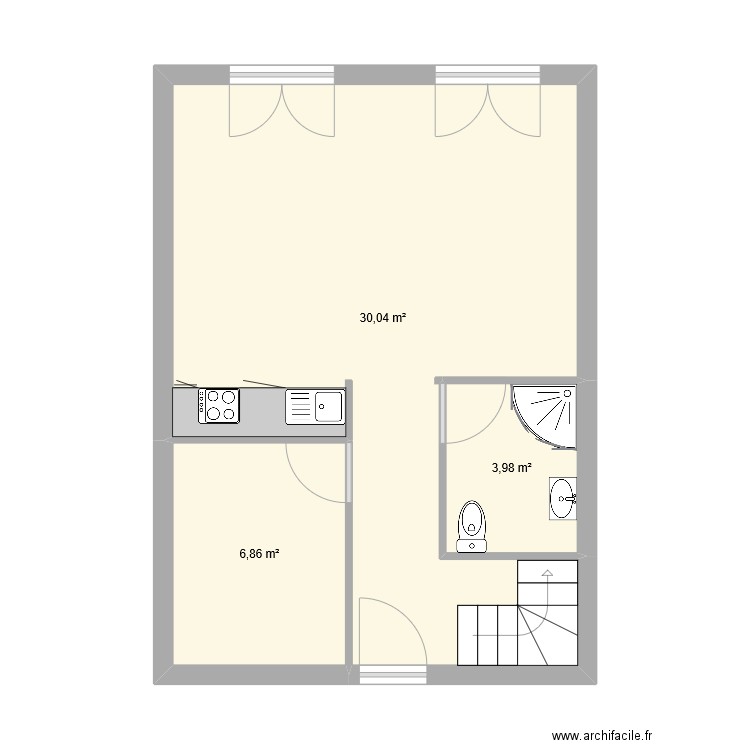 Clos 1 Etage. Plan de 3 pièces et 41 m2