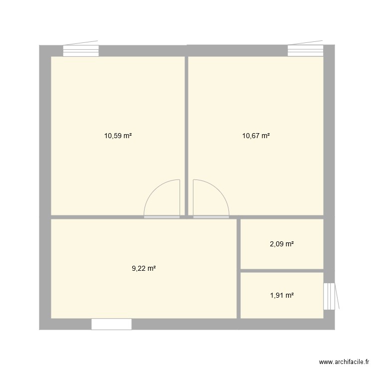 plan base 1. Plan de 5 pièces et 34 m2