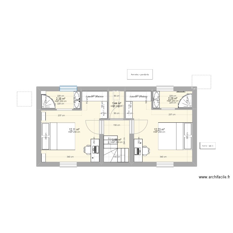 61 cruguel etage *. Plan de 6 pièces et 34 m2