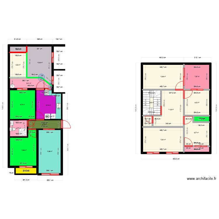 coure. Plan de 19 pièces et 140 m2