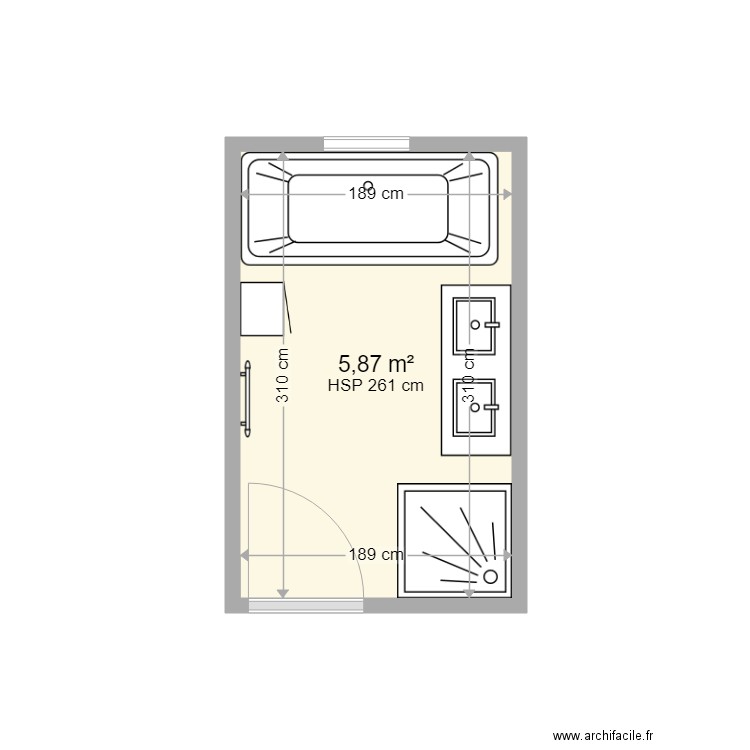 SDB SALIME. Plan de 1 pièce et 6 m2