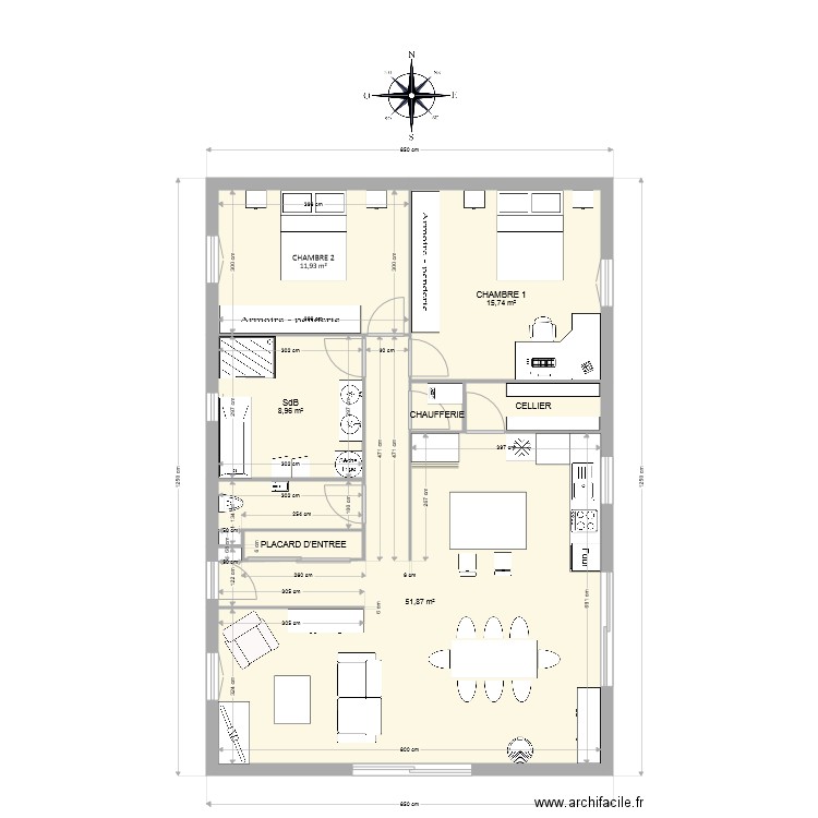 PROGET 1 90m. Plan de 0 pièce et 0 m2