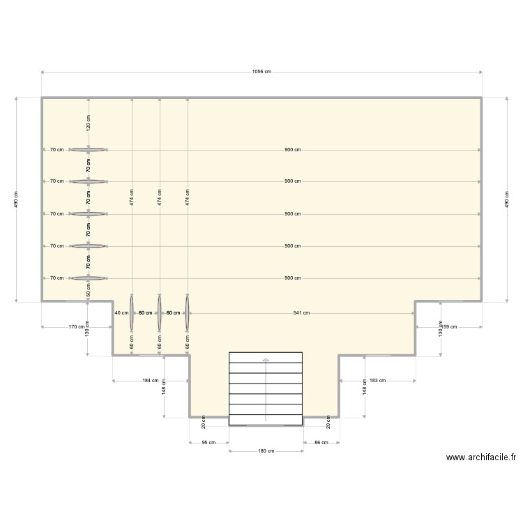 Cours velo 3. Plan de 1 pièce et 66 m2