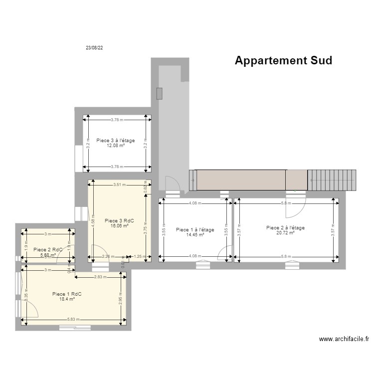 La  plaine   Appartement V3. Plan de 7 pièces et 97 m2